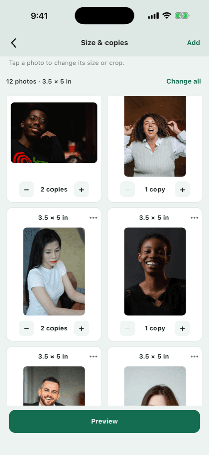 PrintFit size and copies screen with physical print dimensions